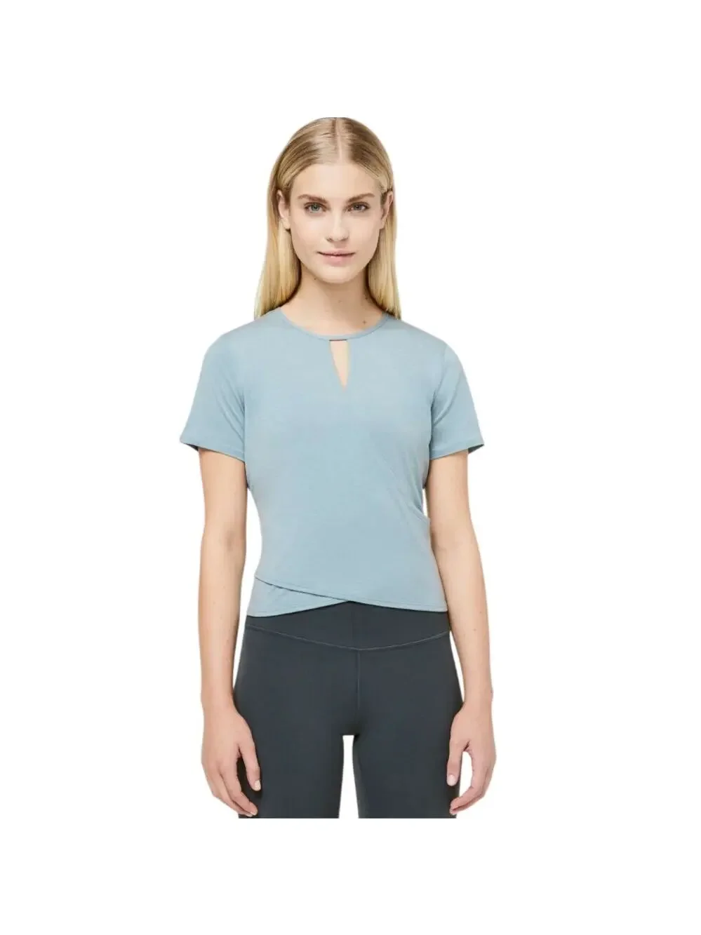 Lululemon Round Trip Short Sleeve Crossover Short Sleeve Blue Cast Size 6